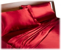 Divatex Home Fashions Royal Opulence Satin Queen Sheet Set, Red