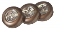 Fulcrum 30010-307 LED Battery-Operated Stick-On Tap Light, Bronze, 3-Pack