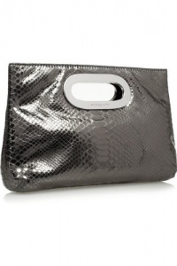 MICHAEL Michael Kors Berkley Python Embossed Clutch (Gunmetal)