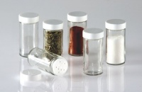 Glass Spice Jars- Set of Six Glass Spice Bottles