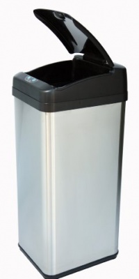 iTouchless 13 Gallon Square Stainless Steel extra-Wide Opening Touchless Trash Can MX