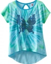 Beautees Girls 7-16 Butterfly Tie Dye Top, Miami Blue, X-Large