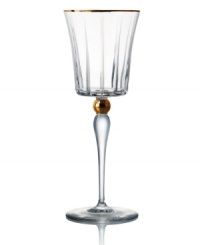 Handcrafted in premium Rogaska crystal, Elmsford goblets embody the luxe sophistication of Trump Home. Delicate cuts and touches of gold add elegant flair to formal entertaining.