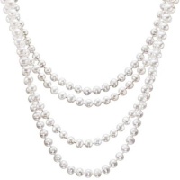 HinsonGayle Glamour Collection Handpicked 6.5-7.0mm Ultra-Luster White Cultured Pearl Rope Necklace (82 Inches)