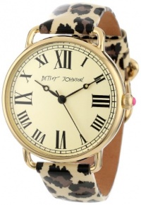 Betsey Johnson Women's BJ00032-03 Analog Leopard Printed Patent Leather Strap Watch