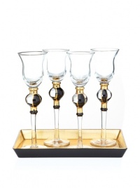 Artland Set of 4 Radiance Cordial Cups with Tray and Gift Box