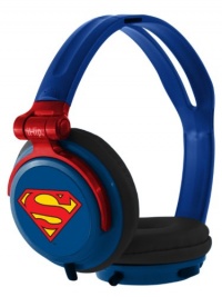 iHip DCF2400SU Classic Superman Logo Hi-Fi Noise Reducing, Folding Headphones Blue/Red