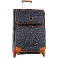 Diane Von Furstenberg Luggage Hearts 28 Inch Cognac Trim Expandable Spinner, Black/ Pewter, One Size