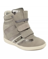 Feel secure in these playful high-top sneakers from R2. The Avedon wedges feature velcro and laces for style and stability.