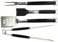 Charcoal Companion 4-Piece Perfect Chef Barbecue Tool Set with Black Handles