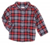 Burberry Infant Boys Check Crinkled Long Sleeves Check Button Shirt, Bright Poppy (12M)