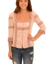 Free People Women's Lace Trim Plaid Top Washed Pink 2