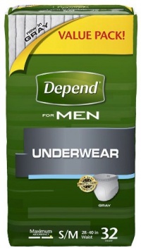 Depend Underwear for Men, Maximum Absorbency, Small Medium, 32-Count