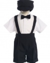 Black Special Occasion Suspenders and Short Set with Hat