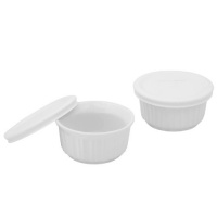 Corningware French White 7-Ounce 2-Pack Ramekins with Lids