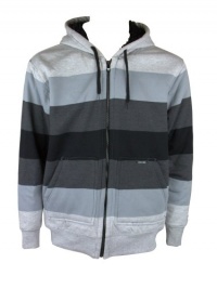 Univibe Mens Striped Zip Up Hooded Fleece Lined Jacket