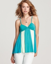 Punch up your off-duty looks with this vibrantly hued Ella Moss tank, featurung braided straps and an empire waist.