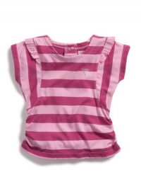 GUESS Striped Top with Smocking, RAIL SIMPLE WASH (18M)