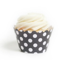 Dress My Cupcake Black Polka Dot Cupcake Wrappers, Set of 12