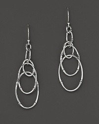 Overlapping ovals of bamboo-shaped sterling silver gently swing and dangle.