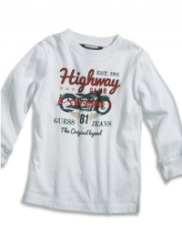 GUESS Kids Boys Baby Boy Long-Sleeve Graphic Shirt (12-2, WHITE (18M)