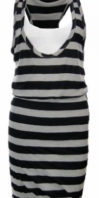 BCBGeneration Striped Double Tank Jersey Dress Black Combo (Large) [Apparel]