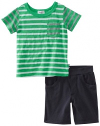 Splendid Littles Baby-boys Infant Stripe Mix Tee And Short Set, Grass, 12-18 Months