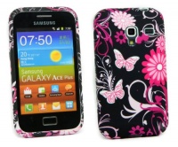 Samsung Galaxy Ace Plus S7500 TPU Gel Skin Cover/Case Pink Garden + LCD Screen Protector By Kit Me Out USA