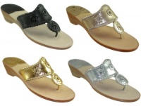 Jack Rogers Navajo Mid Wedge Women's Metallic Thong Sandals