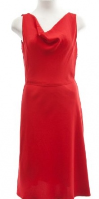 DKNY Red Luxe Crepe Sleeveless Cowl Neck A-Line Dress 8