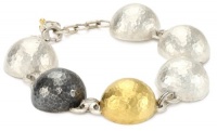 GURHAN Dome Silver, Dark Silver, and Gold Half Dome Bracelet