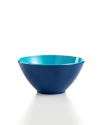 Make a splash with summer-perfect Ikat cereal bowls by Jonathan Adler. Colorblocked melamine makes it easy to take ever meal outside.