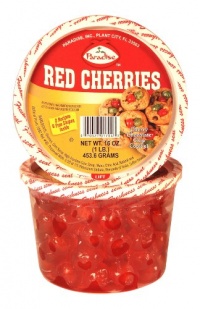 Paradise Red Cherries, Whole, 16 Ounce Tubs (Pack of 3)