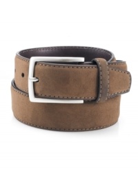 Complete your refined casual look with this suede belt from Tasso Elba.