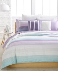 A landscape of multi-color pastel hues take center stage on this Lacoste Grenelle duvet cover set. Pinstripe patterns add extra dimension to complete the preppy presentation. Button closure.