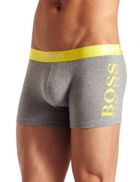 HUGO BOSS Men's Logo Boxer Brief, Grey/Yellow, Large