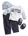 GUESS Kids Boys Newborn GUESS Kids Boys Long-Sleeve Tee, Pants, Ca, WHITE (6/9M)