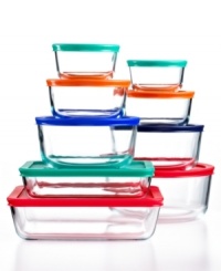 Totally stored. Rearrange & rethink your space with the durable, dependable and fresh-keeping promise of Pyrex. With a size & a shape for every kind of prep and leftover, this collection makes it easy to move from oven to microwave to dishwasher to fridge to freezer, all in one container. 2-year warranty on bakeware; 1-year warranty on plastic covers.