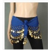 Navy Blue Belly Dance Hip Scarf with Gold Coins