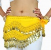 Bellylady Chiffon Dangling Gold Coins Belly Dance Hip Scarf, Vogue Style -Yellow