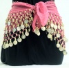 Hotpink Belly Dancing Skirt with Gold Coins; Authenic Dance Hip Scarf Wrap (Great Gift Idea)