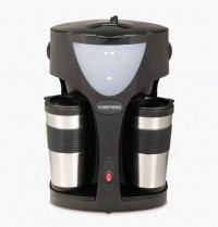 Toastess TFC-42T Silhouette 800-Watt Twin Coffeemaker with 2 Thermal Travel Mugs