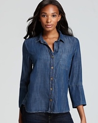 This chic, denim-look Bella Dahl shirt adds stylish, western-inspired flair to your casual wardrobe.