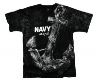 Rothco Vintage Black Navy Anchor Print T-Shirt