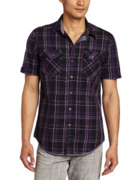 Calvin Klein Jeans Men's Double Corded Plaid Short Sleeve Buttondown Shirt