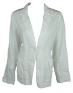 Eileen Fisher Womens Notch Collar Linen Jacket Blazer