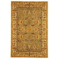 Safavieh AN547A 9-Feet by 12-Feet Anatolia Collection Handmade Hand-Spun Wool Area Rug, Blue and Ivory