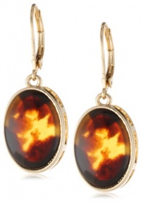 Anne Klein Tanyard Gold-Tone Tortoise Colored Oval Drop Earrings