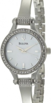 Bulova Women's 96L128 Crystal Bangle Mother-Of-Pearl Dial Watch