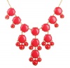 Bubble Bib Necklace, Coral Red Bubble Necklace, Bubble Jewelry, Gold Tone,Coral Red Necklace (Fn0508-Coral Red)